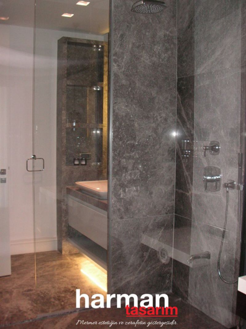  BANYO silver yalıkavak bodrum      silver banyo mermer cilaLI  kaplama taş tas mermer marble bagno harman tasarım bodrum  HT-13