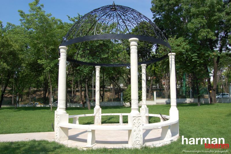 gazebo limra limestone taş mermer küfeki bezeme granit ferforje demir florya park yeşilköy istanbul HT-21